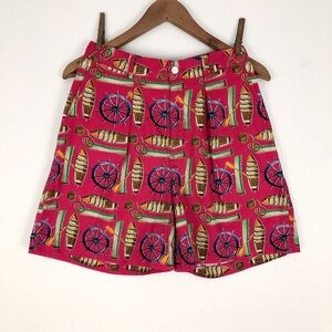 Nautical Boats Graphic Pleated Shorts